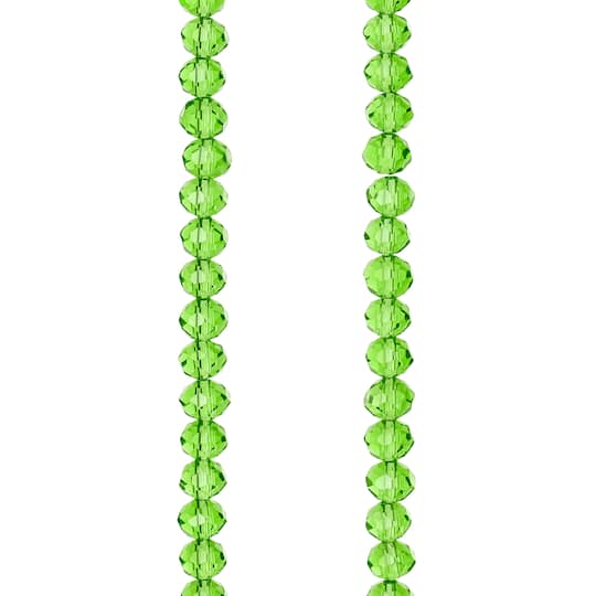 12 Pack: Green Faceted Glass Rondelle Beads, 6mm by Bead Landing™
